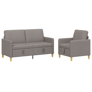 vidaXL Soffgrupp med f&ouml;rvaring 2 st Taupe Polyester