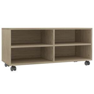 vidaXL Tv-b&auml;nk med hjul sonoma ek 90x35x35 cm konstruerat tr&auml;