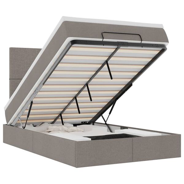 vidaXL Ottoman s&auml;ngram med madrass taupe 120x190 cm tyg