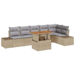 vidaXL Tr&auml;dg&aring;rdsoffset 7 st Beige Poly rattan
