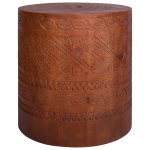 vidaXL Parasollfot 21 kg Brun Massivt mahognytr&auml; Handsnidad Cylindrisk