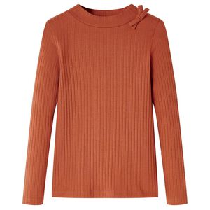 T-shirt med l&aring;nga &auml;rmar f&ouml;r barn konjaksbrun 92