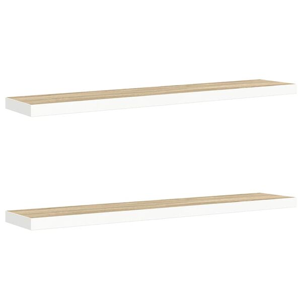 vidaXL Sv&auml;vande v&auml;gghyllor 2 st ek och vit 120x23,5x3,8 cm MDF