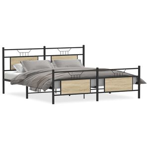 vidaXL S&auml;ngram utan madrass metall sonoma-ek 160x200 cm