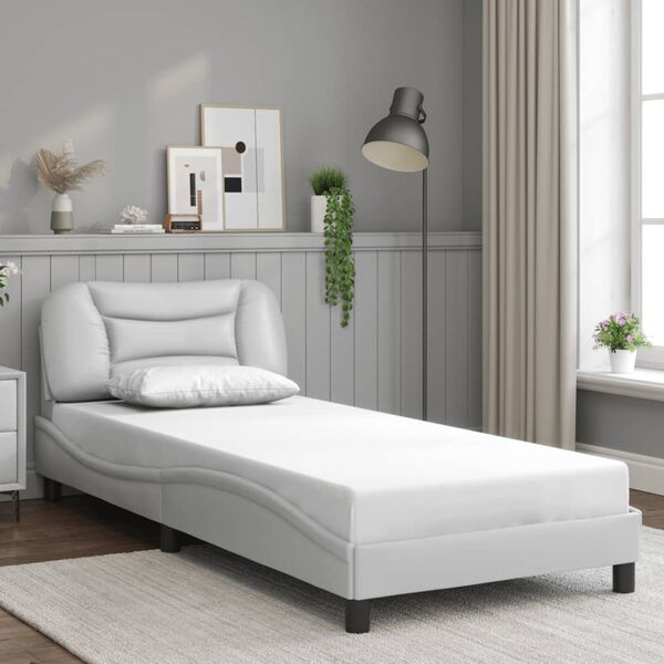 vidaXL Bed Frame with LED without Mattress "Hvar" White 90x190 cm