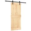 vidaXL Skjutd&ouml;rr Naturlig och svart 85 x 210 cm Massiv furutr&auml;d&ouml;rr