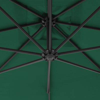 vidaXL Frihängande parasoll med stålstång 250x250 cm grön
