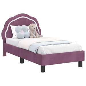 vidaXL S&auml;ngram f&ouml;r sm&aring;barn med huvudgavel Lila 70 x 140 cm Sammet