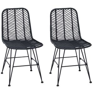 vidaXL Matstol 2 st Rattan och J&auml;rn Svart 44 x 54,5 x 85 cm