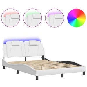 vidaXL Bed Frame "Viana" with LED without Mattress White 120x200 cm