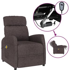 vidaXL Elektrisk massagef&aring;t&ouml;lj m&ouml;rkbrun tyg
