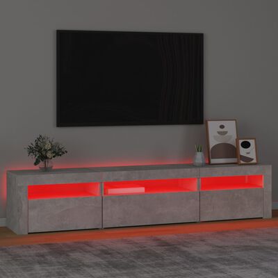 vidaXL Tv-bänk med LED-belysning Betonggrå 195x35x40 cm