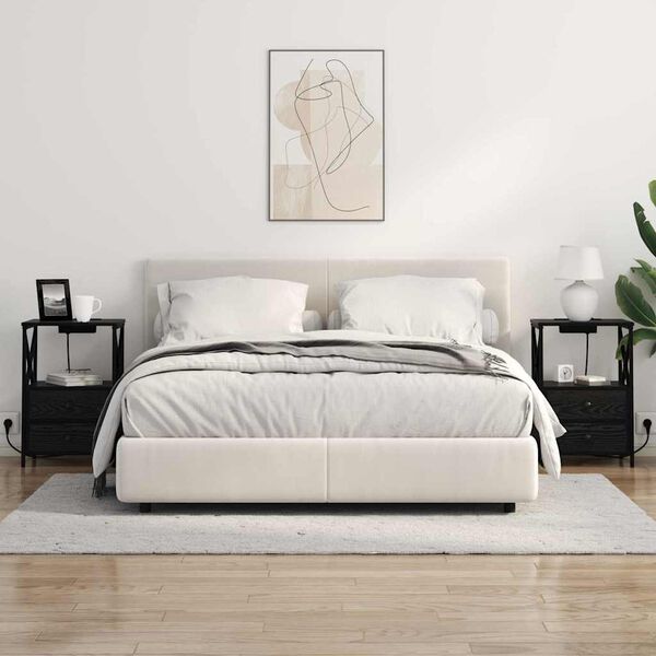 vidaXL Nattduksbord med l&aring;da Svart Ek 40 x 31 x 60 cm Konstruerat tr&auml;