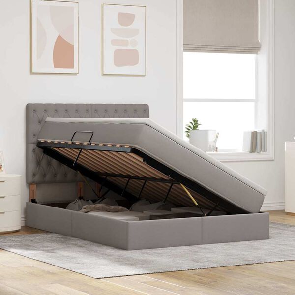 vidaXL F&ouml;rvaringss&auml;ng med madrass Taupe 140 x 190 cm Polyester