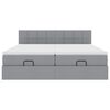 vidaXL Ottoman sängram med madrasser ljusgrå 180x200 cm tyg