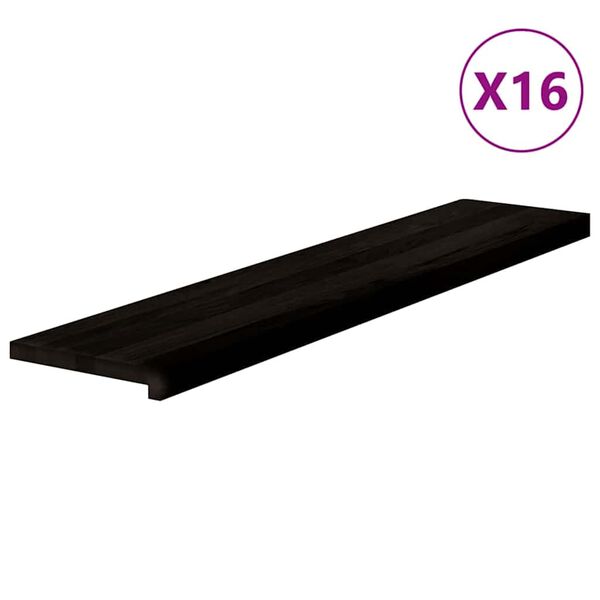 vidaXL Trappstegsmattor 16 pcs m&ouml;rkbrun 120x25x2 cm massiv ek
