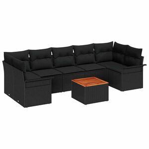 vidaXL Tr&auml;dg&aring;rdsoffset med kudde 8 pcs Svart konstrotting