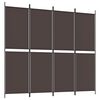 vidaXL Rumsavdelare 4 paneler brun 200x180 cm tyg