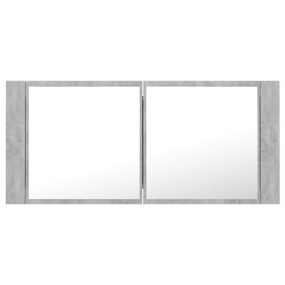 vidaXL Spegelskåp med LED betonggrå 100x12x45 cm akryl