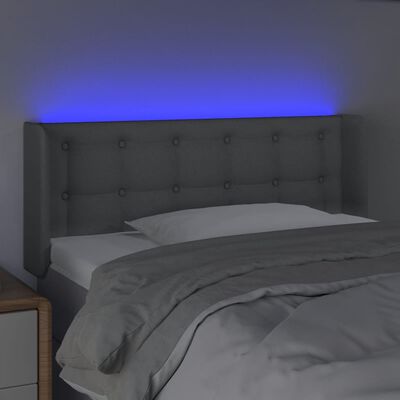 vidaXL Sänggavel LED ljusgrå 93x16x78/88 cm tyg