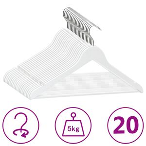 vidaXL Kl&auml;dgalgar 20 st halkfria vit tr&auml;