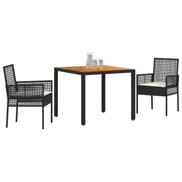 vidaXL Trädgårdsmöbelset 5 pcs Svart Poly rattan