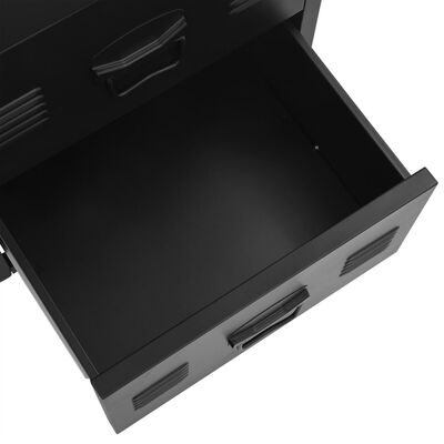 vidaXL Skrivbord med lådor industriell svart 120x55x75 cm stål