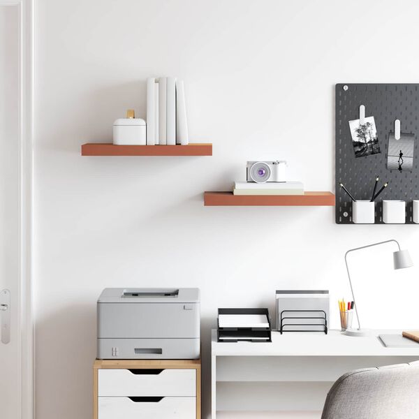 vidaXL V&auml;gg hylla med lagring 2 pcs R&ouml;d 50 x 23 x 4 cm Konstruerat tr&auml;