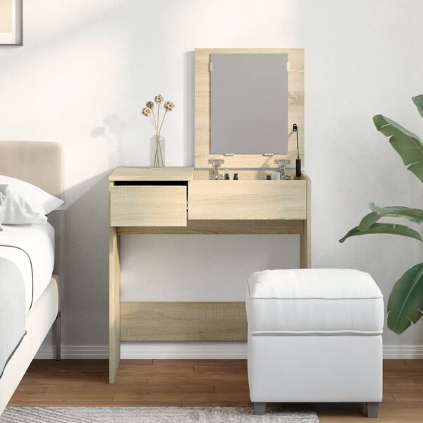 vidaXL Sminkbord med spegel sonoma-ek 73x46,5x120 cm