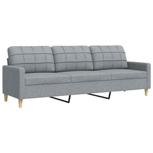vidaXL 3-sitssoffa ljusgr&aring; 210 cm tyg