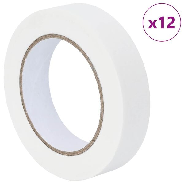 vidaXL M&aring;lartape 12 pcs Vit 25mm x 50m Papper