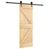 vidaXL Skjutd&ouml;rr Naturlig och svart 70 x 210 cm Massiv furutr&auml;d&ouml;rr
