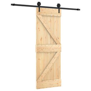 vidaXL Skjutd&ouml;rr Naturlig och svart 70 x 210 cm Massiv furutr&auml;d&ouml;rr