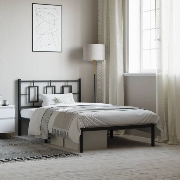 vidaXL S&auml;ngram med huvudgavel metall svart 107x203 cm