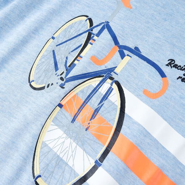 T-shirt f&ouml;r barn mjuk bl&aring; melerad 140