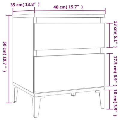 vidaXL Sängbord 2 st vit högglans 40x35x50 cm