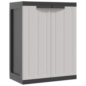 vidaXL F&ouml;rvaringssk&aring;p f&ouml;r tr&auml;dg&aring;rden gr&aring; och svart 65x37x85 cm PP