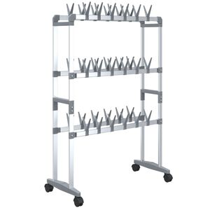 vidaXL Skohylla med hjul silver 66x27x100 cm