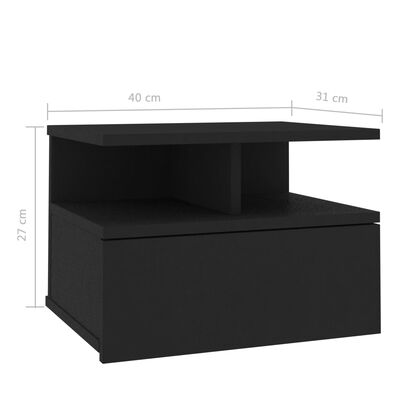 vidaXL Svävande sängbord 2 st svart 40x31x27 cm konstruerat trä