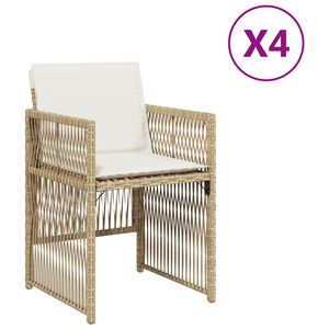 vidaXL Tr&auml;dg&aring;rdsstolar med dynor 4 st beige konstrotting
