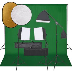 vidaXL Fotostudio med lampor, bakgrund och reflexsk&auml;rm