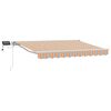 vidaXL Manuell markisram med LED-lampor Bl&aring;, Orange, Vit 3,5 x 2,5 m