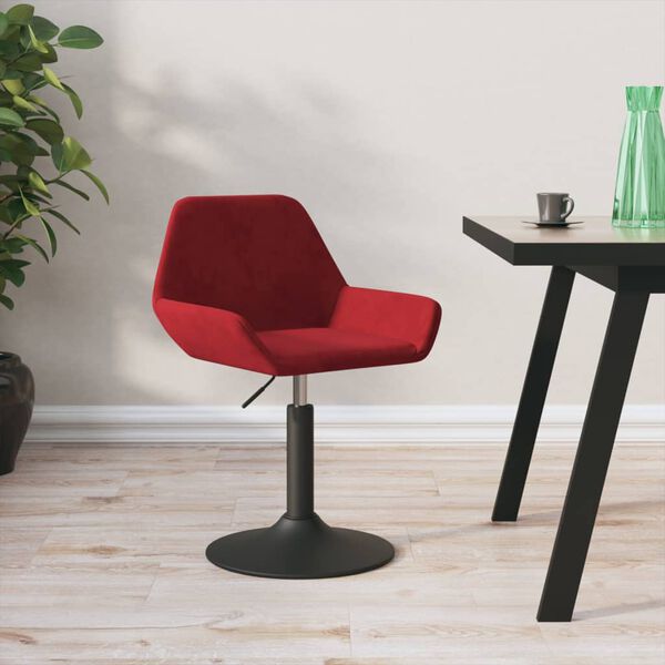 vidaXL Snurrbar matstol vinr&ouml;d sammet