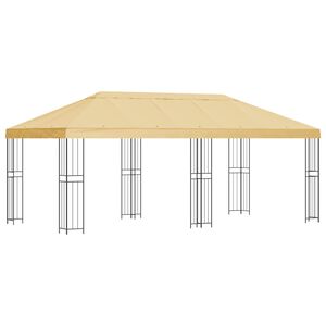 vidaXL Paviljong med v&auml;ggar 6 x 3 m Gr&auml;ddvit Polyester och St&aring;l 190