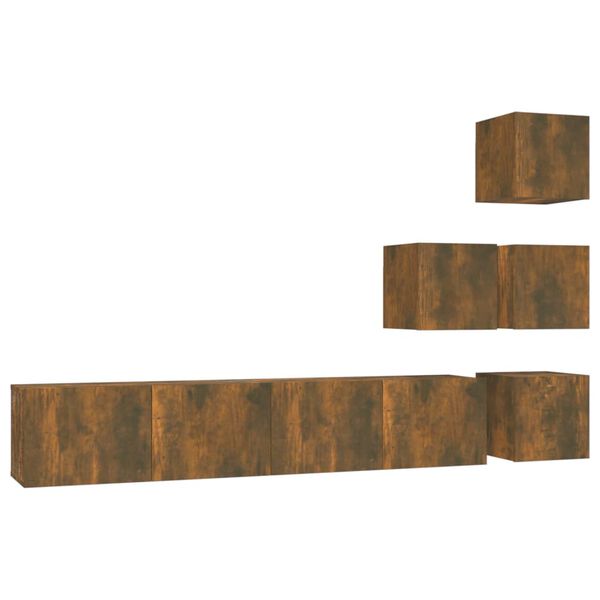 vidaXL Väggmonterad tv-bänk rökfärgad ek konstruerat trä