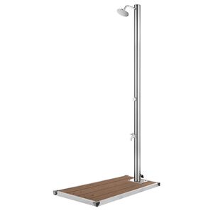 vidaXL Tr&auml;dg&aring;rdsdusch med brunt golv 225 cm rostfritt st&aring;l
