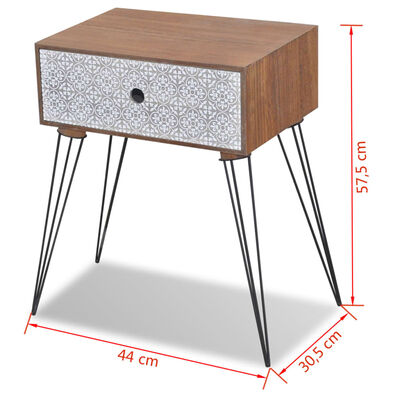 vidaXL Sängbord med 1 låda rektangulär brun