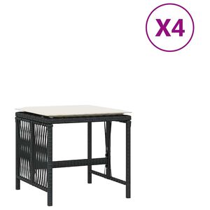 vidaXL Tr&auml;dg&aring;rdspallar med dynor 4 st svart 41x41x36 cm konstrotting