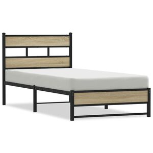 vidaXL S&auml;ngram utan madrass metall sonoma-ek 75x190 cm