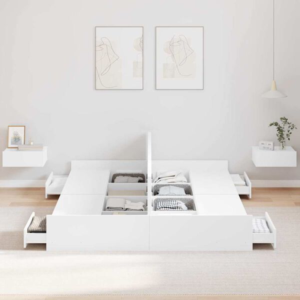 vidaXL F&ouml;rvaringss&auml;ngram med l&aring;da Vit 140 x 200 cm Konstruerat tr&auml;